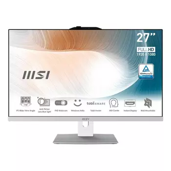 Моноблок MSI Modern AM272P 12M-806XRU 27" 1920x1080, Intel Core i7-1255U 1.7 ГГц, 32Gb RAM, 1Tb SSD, Intel Iris Xe Graphics, WiFi, BT, Cam, без ОС, белый, клавиатура, мышь (9S6-AF8212-1009)