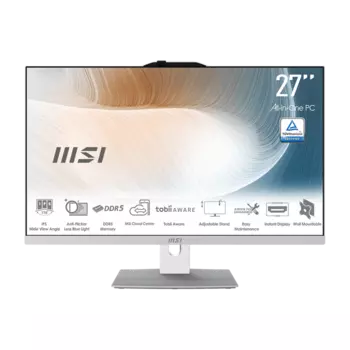 Моноблок MSI Modern AM272P 1M 27" 1920x1080, Intel Core i5-120U 1.4 ГГц, 16Gb RAM, 512Gb SSD, Intel Iris Xe Graphics, WiFi, BT, Cam, без ОС, белый (9S6-AF8232-889)