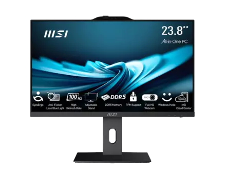 Моноблок MSI Pro AP242P 14M 23.8" 1920x1080, Intel Core i3-14100 3.5 ГГц, 8Gb RAM, 256Gb SSD, WiFi, BT, Cam, без ОС, черный, клавиатура, мышь (9S6-AE0621-851)