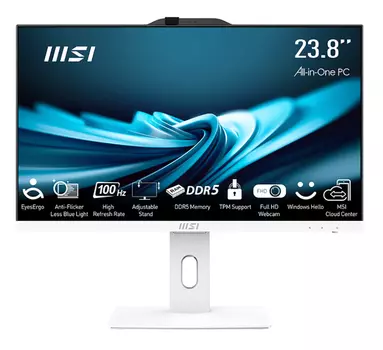 Моноблок MSI Pro AP242P 14M-676XRU 23.8" 1920x1080, Intel Core i3-14100 3.5 ГГц, 16Gb RAM, 512Gb SSD, WiFi, BT, Cam, без ОС, белый, клавиатура, мышь (9S6-AE0622-833)