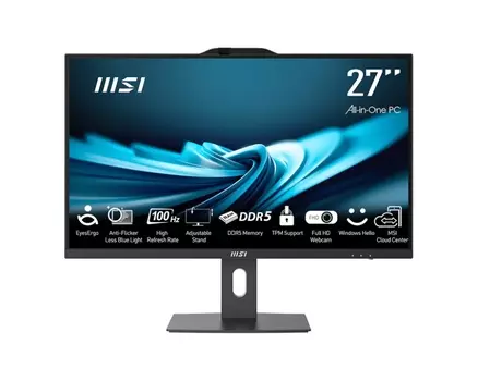 Моноблок MSI Pro AP272P 14M-636XRU 27" 1920x1080, Intel Core i3-14100 3.5 ГГц, 16Gb RAM, 512Gb SSD, Intel UHD Graphics 730, WiFi, BT, Cam, без ОС, черный, клавиатура, мышь (9S6-AF8321-636)