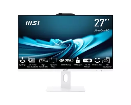 Моноблок MSI Pro AP272P 14M-650XRU 27" 1920x1080, Intel Core i3-14100 3.5 ГГц, 8Gb RAM, 512Gb SSD, Intel UHD Graphics 730, WiFi, BT, Cam, без ОС, белый, клавиатура, мышь (9S6-AF8322-811)