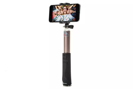 Монопод HARPER RSB-304 Bluetooth3.0, кнопка спуска затвора/масштаб/смена камеры, золотистый