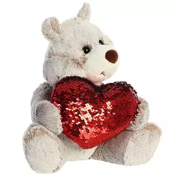 Мягкая игрушка Aurora "Медведь. Большое сердце", 30 см, с пайетками (190114C)