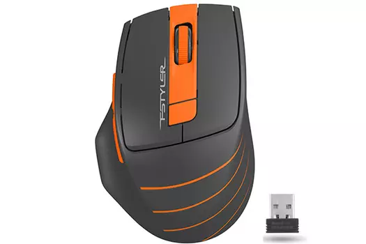 Мышь беспроводная A4Tech Fstyler FG30S, 2000dpi, оптическая светодиодная, USB, серый/оранжевый (FG30S Orange)