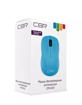 Мышь беспроводная CBR CM 410, 1000dpi, оптическая светодиодная, USB, голубой