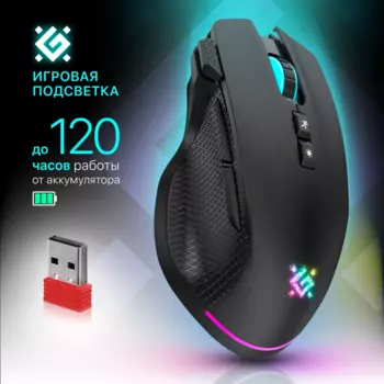 Мышь беспроводная Defender Thunder GM-213 , 1600dpi, оптическая светодиодная, USB, черный (238167)