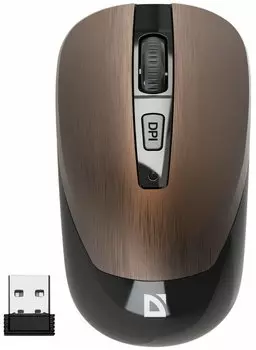 Мышь беспроводная Defender Wave MM-995, 1600dpi, оптическая светодиодная, USB, бронза (52992)