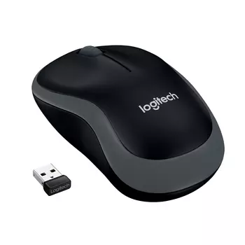 Мышь беспроводная Logitech M185, 1000dpi, оптическая светодиодная, USB, серый (910-006540)