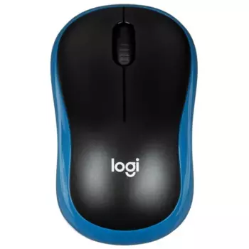 Мышь беспроводная Logitech M186, 1000dpi, USB/Радиоканал, черный/синий (910-004132)