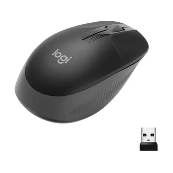 Мышь беспроводная Logitech M190, 1000dpi, оптическая светодиодная, USB/Радиоканал, темно-серый (910-005905/910-005902/910-005923)