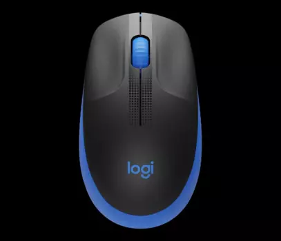 Мышь беспроводная Logitech M191, 1000dpi, оптическая светодиодная, USB/Радиоканал, черный/голубой (910-005909)