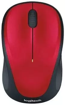 Мышь беспроводная Logitech M235, 1000dpi, оптическая светодиодная, USB/Радиоканал, черный/красный (910-007130)
