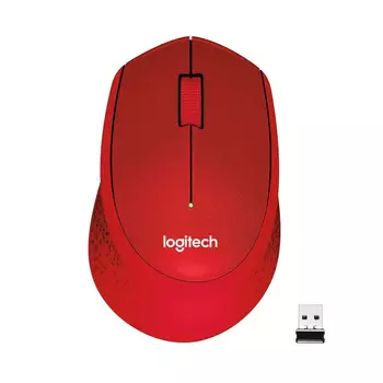 Мышь беспроводная Logitech M330 Silent Plus, 1000dpi, оптическая светодиодная, USB, красный (910-004911)