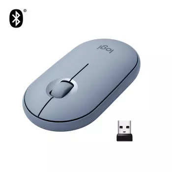 Мышь беспроводная Logitech Pebble M350, 1000dpi, оптическая светодиодная, Bluetooth/USB, голубой (910-006655)