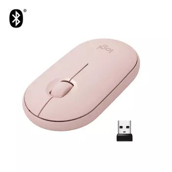 Мышь беспроводная Logitech Pebble M350, 1000dpi, оптическая светодиодная, USB, розовый (910-006654)