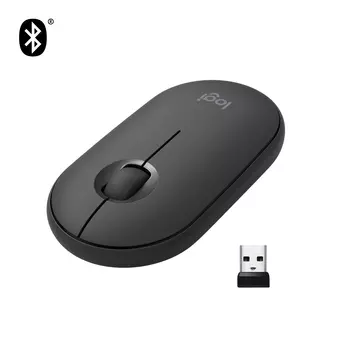 Мышь беспроводная Logitech Pebble M350, 1000dpi, оптическая светодиодная, USB, серый (910-005602/910-005576/910-005718)