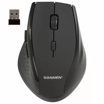 Мышь беспроводная SONNEN WM-2241, 1600dpi, оптическая светодиодная, Wireless, USB, черный (513053)