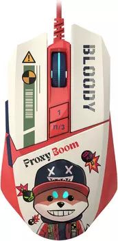 Мышь проводная A4Tech Bloody W63 MAX PROXY BOOM, 12000dpi, оптическая светодиодная, USB, белый (4711421000543)