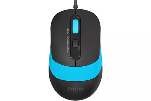 Мышь проводная A4Tech Fstyler FM10S, 1600dpi, оптическая светодиодная, USB, черный/голубой (FM10S USB BLUE)