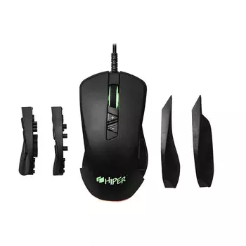 Мышь проводная Hiper Quantum QM-2, 6200dpi, оптическая светодиодная, USB, черный (QM-2)