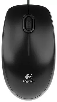 Мышь проводная Logitech B100, 1000dpi, оптическая светодиодная, USB, черный (910-003357/910-006605/910-005547)
