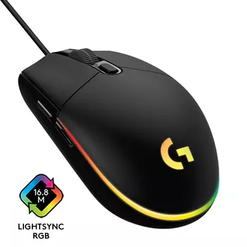 Мышь проводная Logitech G102 LIGHTSYNC, 8000dpi, оптическая светодиодная, USB, черный (910-005823/910-005808)