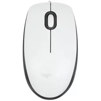 Мышь проводная Logitech M100R, 1000dpi, оптическая светодиодная, USB, белый (910-005007)