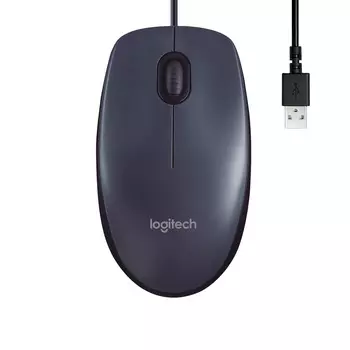 Мышь проводная Logitech Mouse M100 Black USB, 1000dpi, оптическая светодиодная, USB, серый/черный (910-005003)