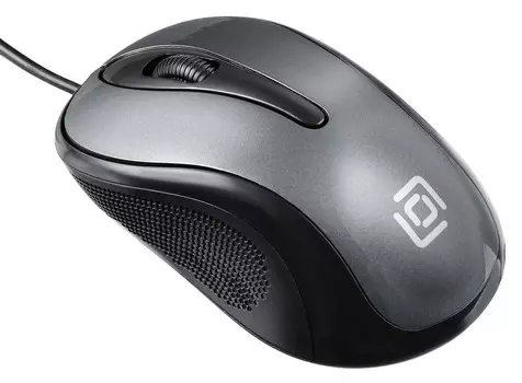 Мышь проводная Oklick 385M, 1000dpi, оптическая светодиодная, USB, черный/серый