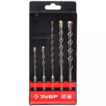 Набор буров ⌀5, 6, 8, 10, ЗУБР Профессионал, Спираль 4С с усиленным сердечником, 5шт. (29314-H5)
