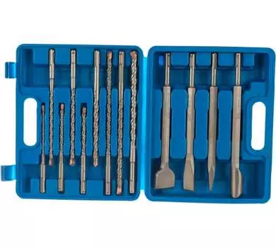 Набор буров и зубил SDS+, 6, 8, 10 х160 мм; 8, 10, 12 х210 мм; 10, 12, 14 х260 мм, 4 зубила, 13шт. ЗУБР (29360-H13)