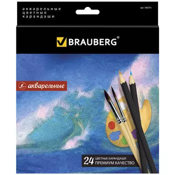 Набор цветных карандашей BRAUBERG Artist line, шестигранные, 24 шт., заточенные (180570)