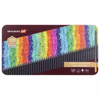 Набор цветных карандашей BRAUBERG Premiere Art, круглые, 120 шт., заточенные (181692)
