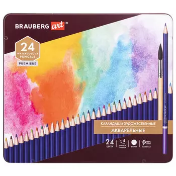Набор цветных карандашей BRAUBERG Premiere Art, круглые, 24 шт., заточенные (181534)