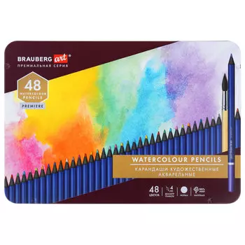 Набор цветных карандашей BRAUBERG Premiere, круглые, 48 шт., заточенные (181924)