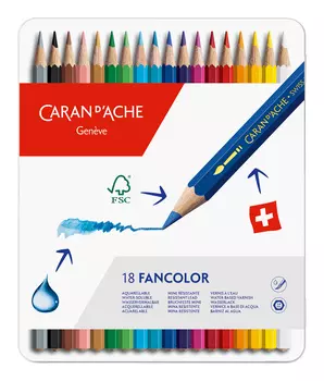 Набор цветных карандашей Carandache Fancolor, шестигранные, 18шт., заточенные (1288.318)