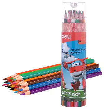 Набор цветных карандашей Deli Super Wings, шестигранные, 24 шт., заточенные (EC00827)