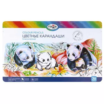 Набор цветных карандашей ГАММА Классические, шестигранные, 36 шт., заточенные (80220215)
