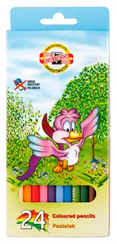 Набор цветных карандашей KOH-I-NOOR BIRDS, шестигранные, 24 шт., заточенные (3554024001KSRV)