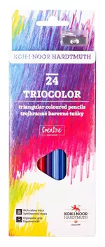Набор цветных карандашей KOH-I-NOOR Triocolor 3134, трехгранные, 24шт., заточенные (3134024011KS)