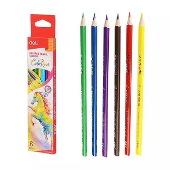 Набор цветных карандашей, круглые, 6шт., Deli (6596)