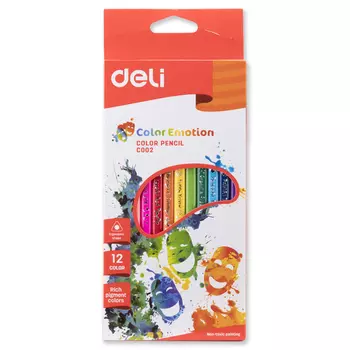 Набор цветных карандашей Deli Color Emotion, трехгранные, 12 шт. (EC00200)