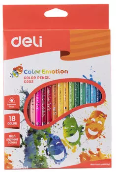 Набор цветных карандашей Deli Color Emotion, трехгранные, 18 шт. (EC00210)