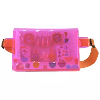 Набор детской косметики Markwins "POP", 1 поясная сумка визажиста, 3 губных помады, 2 лака для ногтей на водной основе, 2 флакона кремовых теней для век, 1 кисточка, 2 колечка, 1 пилочка, 12 наклеек (1539015E)