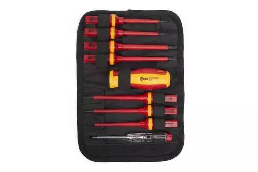 Набор диэлектрических отверток КВТ Профи НИО-4408, предметов в наборе: 9 шт., тканевая сумка, (78616)