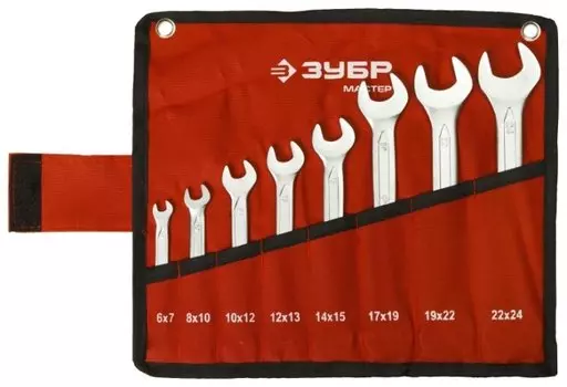 Набор гаечных ключей ЗУБР 27010-H8 , предметов в наборе: 8шт., сумка (27010-H8)