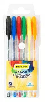 Набор гелевых ручек Silwerhof 026177-06, ассорти, 6шт., колпачок, блистер (026177-06)