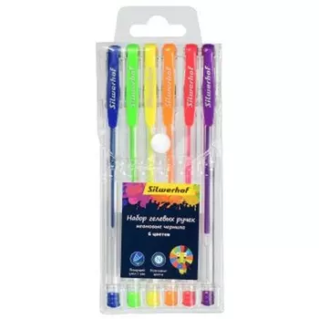 Набор гелевых ручек Silwerhof NEON 026178-06, ассорти, 6шт., колпачок, блистер (026178-06)