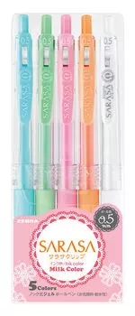 Набор гелевых ручек Zebra SARASA 1135189, ассорти, 5шт., блистер (1135189)